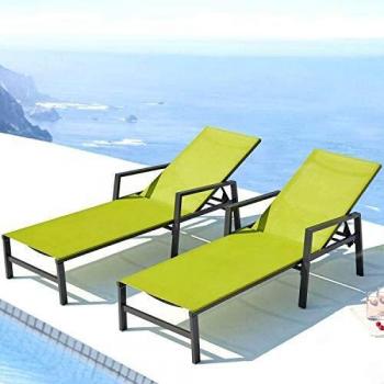 Set de 2 tumbonas gris oscuro y verde bari