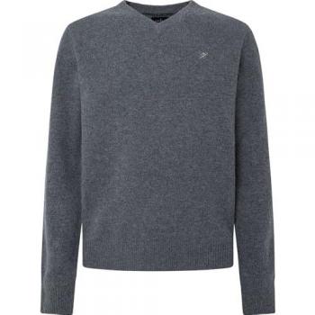 Hackett Maglione Uomo Scollo a V in Lambswool Grigio 2XL