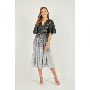 Yumi Robe portefeuille mi-longue Sequin Noir Yumi dégradée EU 36 (UK 8)