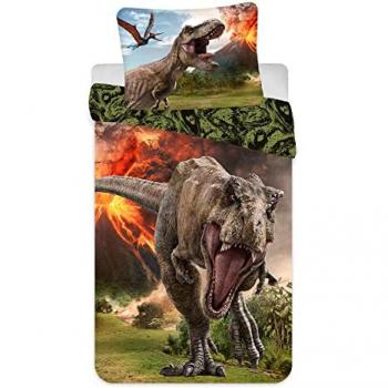 Housse de couette Jurassic World Volcan 140 x 200 cm avec taie d'oreiller 70 x 90 cm 100 % coton