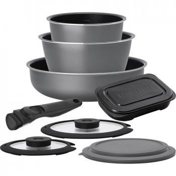 Iris Ohyama Diamond‑Grilldeckel-Set – 9‑teilige tiefes Braten
