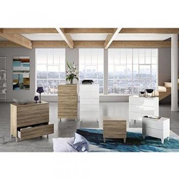 Habitdesign Diva Cómoda 3 Cajones con Patas en Blanco Brillo