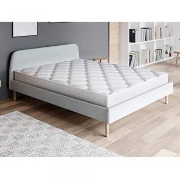 Confort Total 160x200 : Matelas Reseaux, Lit Gris Clair, Sommier à Lattes et Mousse HD