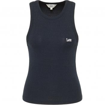 Black Ribbed Sleeveless Top for Women Size L