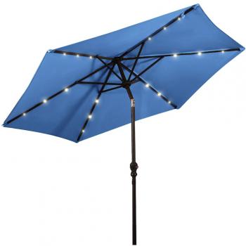 Costway 9 ft. Blue Solar LED Cantilever Umbrella