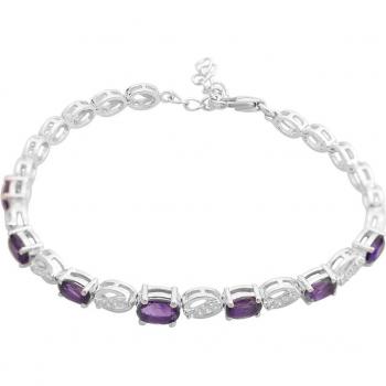 Bracciale argento ametista 3,627 ct – 9,07 g – lunghezza 17‑20 cm