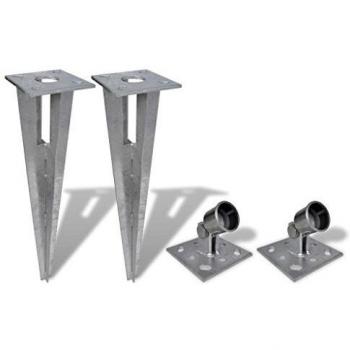 VidaXL Supporti per Paletti 2 pz in Acciaio