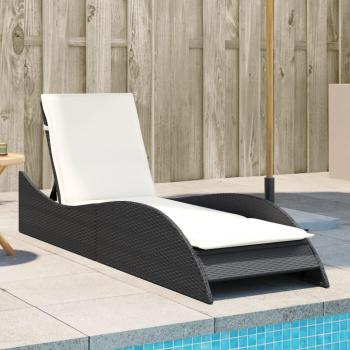 Meuble de jardin moderne – chaise longue avec coussin intégré, noir