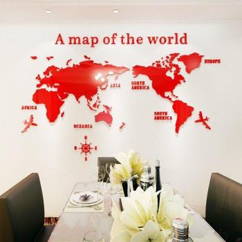 Red 3D Acrylic Map Wall Decor