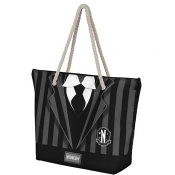 Sac de plage Soleil – Mercredi Uniform – Noir – porté à l’épaule