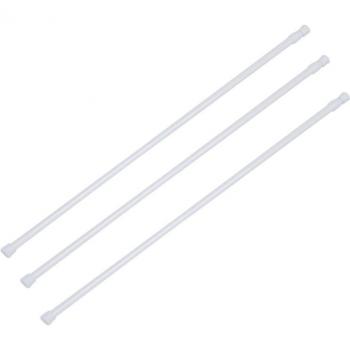 Cortina Telescópica Blanca, 3 Varillas, 70‑120 cm, Riel con Resorte