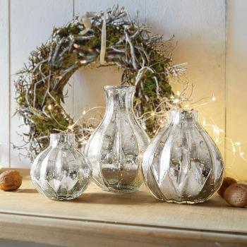 Lot de 3 vases Frido argent vieilli (15 cm)