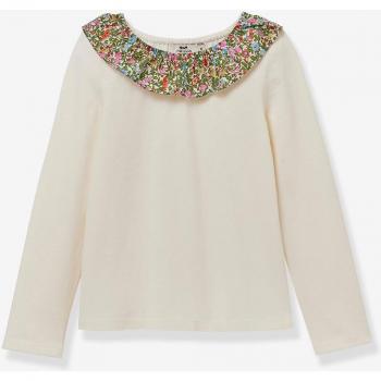 Tee-shirt fille en coton bio avec motif Liberty® écru