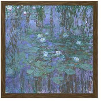 Framed Claude Monet Water Lilies – 16″ Square Canvas Print