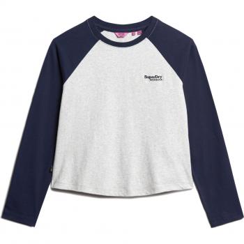 Superdry Maglia a Maniche Lunghe Essential Logo Baseball Richest Navy / Glacier Grey Marl S