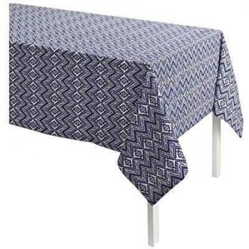 TODAY Cyclades Nappe Imprimée 140x240 cm, 100 % coton, Bleu et Blanc