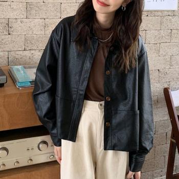 Chaqueta suelta de cuero de invierno para mujer