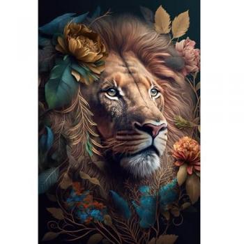 Tableau Verre Synthétique Lion Majestueux 80x120 cm