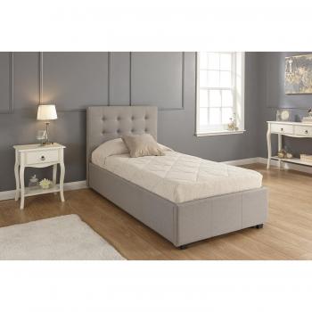 Single Bed with Grey Storage Ottoman
