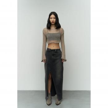 Arket jeansrok met tailledetail L in gerookt donkergrijs