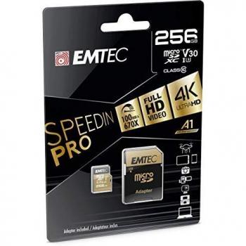 Emtec Speedin Pro MicroSDXC 256 Go UHS-I Classe 10 U3 V30 + Adaptateur SD