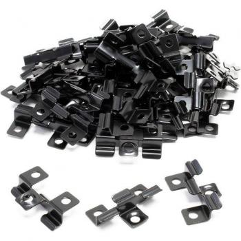 Plaques de fixation murale en acier fin noir, lot 50, dimensions 40x24x6 mm