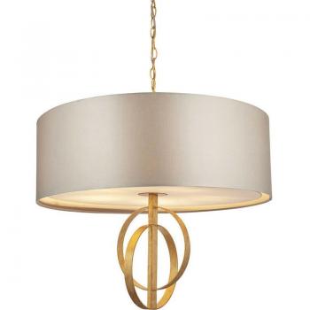 Trento 5 Light Fabric Pendant in Antique Gold