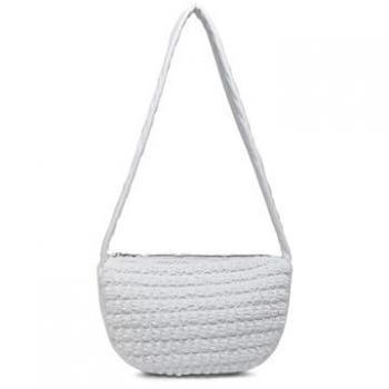 Half Moon Quilted Zip‑Top Crossover Bag – White, Female, One Size