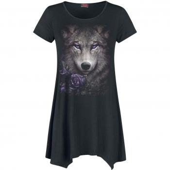 Spiral Wolf Roses Gothic T-Shirt schwarz M