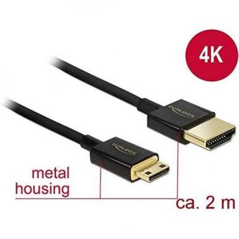 Delock HDMI Anschlusskabel HDMI-A Stecker, HDMI-Mini-C Stecker 2.00 m Schwarz 84778 4K UHD, vergold