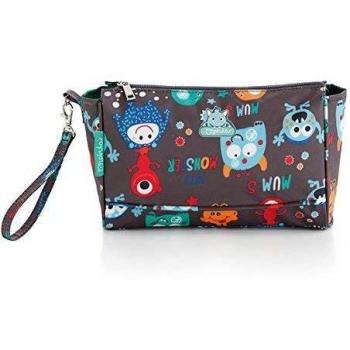 Trousse Pirulos design Monsters 20 x 26 cm bianco/grigio
