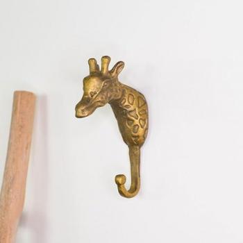 Gold Metal Giraffe Wall Hook Decor