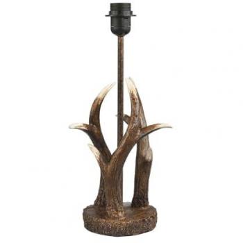 Rustic Bronze Antler Table Lamp Base with Mini Tree Trunk Base