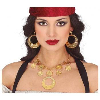 Set de Collar y Pendientes Gitana dorado metálicos