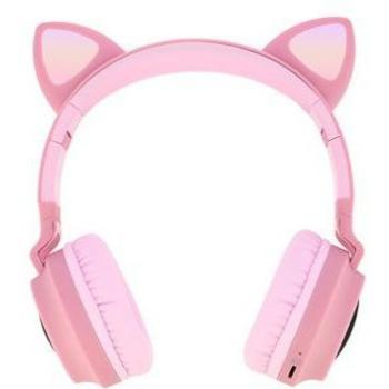 Casque Audio Bluetooth avec Oreilles de Chat et Effets Lumineux
