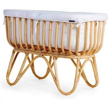 Culla in rattan rettangolare Childhome con paracolpi e materasso