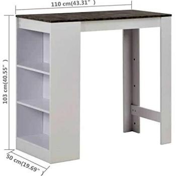 White Bar Table with Shelf 110x50x103 cm vidaXL