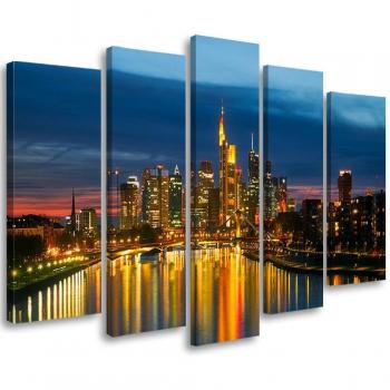 Toile moderne City View Nuit 100x70 Bleu