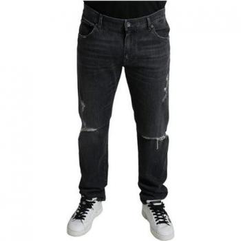 Slim Cotton Jeans Grigio Strappato D&G