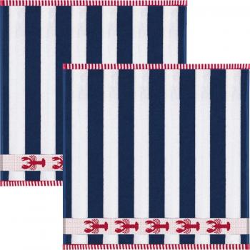 Kracht Küchenhandtuch‑Set: Baumwollstreifen in Hummer‑Pattern, 2 Stück