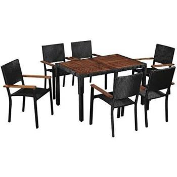 VidaXL Set da Pranzo per Esterni 7 pz in Polyrattan e Acacia Nera