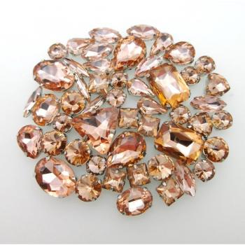 Strass de Cristal en Formas Variadas Color Durazno con Base de Plata