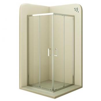 Mampara de Ducha de Vidrio Transparente 90x90cm con Perfiles de Aluminio