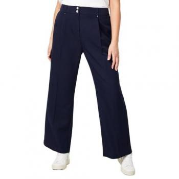 Navy Women's Plus Size Smart Wide Leg Trousers