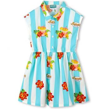 Robe Popeline Rayée Blanche Kenzo Kids 3A