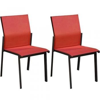 Chaises de Jardin empilables Delia (Lot de 2) Rouge