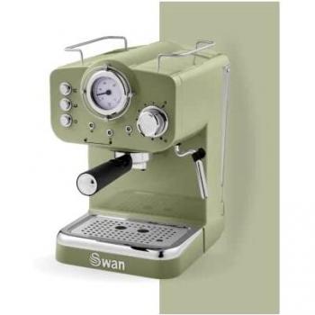 Swan SK22110GN Retro Pump Espresso Coffee Machine with Milk Frother 1.2L Green