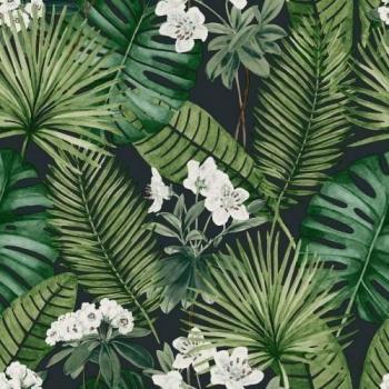 Papier peint Muriva Design Feuilles Eden gris
