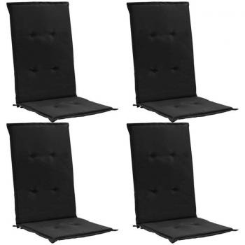 Coussins de patio noir, 4 unités, tissu imperméable