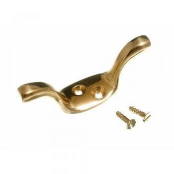 Elegant Brass Cleat Hook Curtain Blind Tie Back 63mm with Screws (Pack of 40)